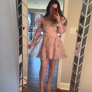 Colorful Puff Sleeve Dress